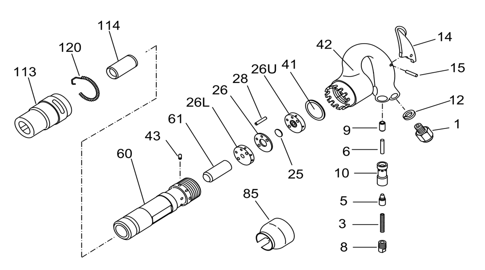 Fig-0 Diagram and Parts List for CP9362-2H  Chicago Pneumatic Hammer